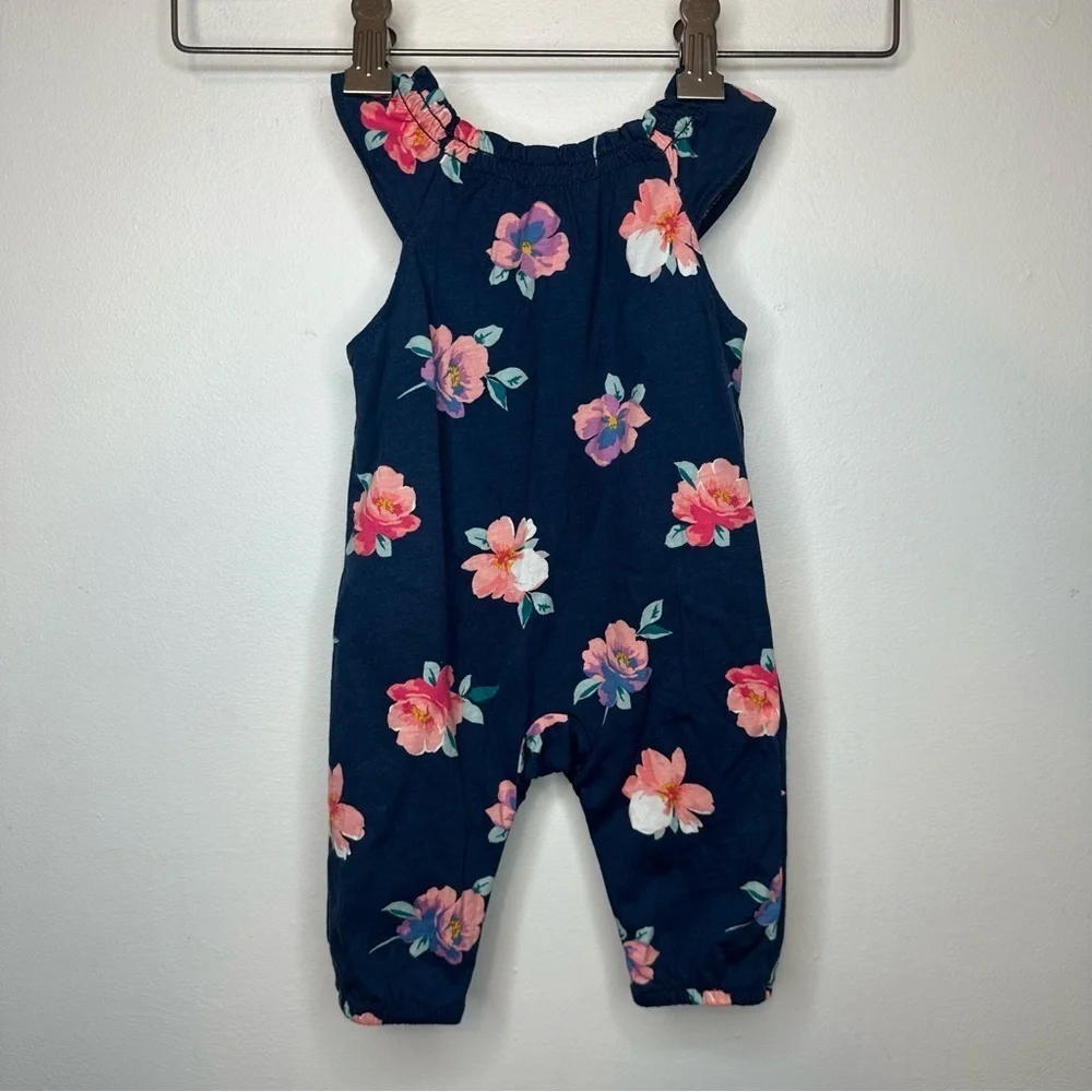 Carter's Baby Girl Navy Pink Floral Jumpsuit Blue 3M 3 Months Spring Summer